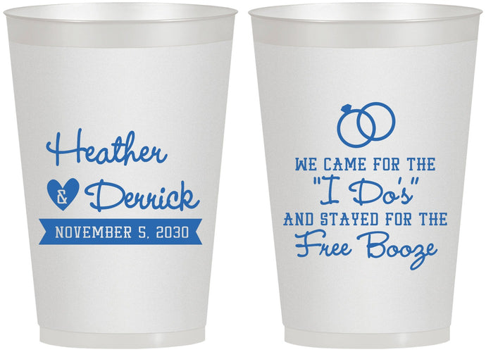 Personalized Wedding 12 oz Frosted Cups - I Do Free Booze | 243