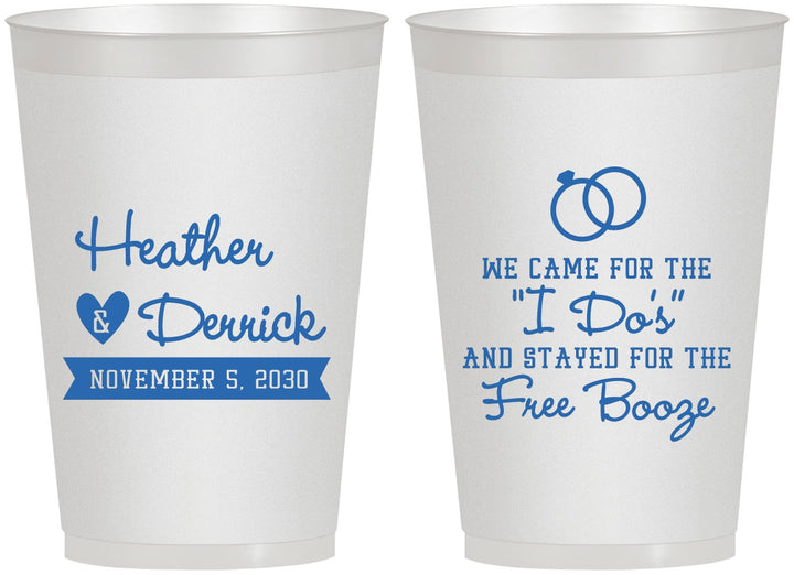 Personalized Wedding 12 oz Frosted Cups - I Do Free Booze | 243
