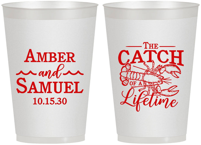 Personalized Wedding 12 oz Frosted Cups - Catch Of A Lifetime Lobster | 245