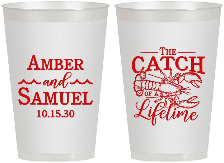 Personalized Wedding 12 oz Frosted Cups - Catch Of A Lifetime Lobster | 245
