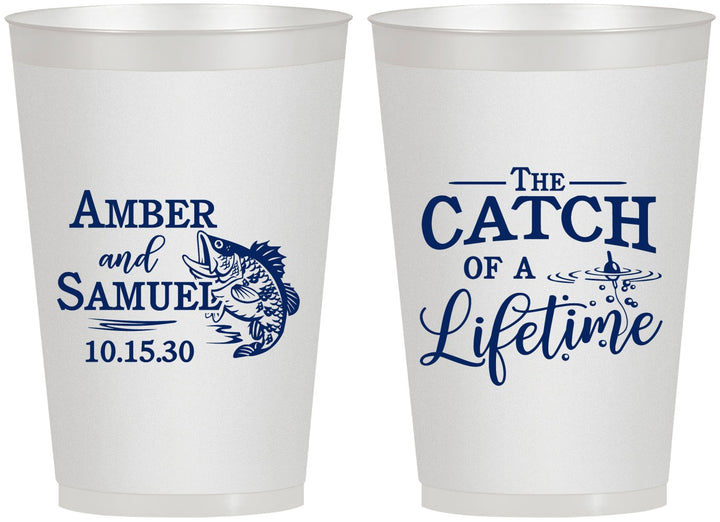 Personalized Wedding 12 oz Frosted Cups - Catch Of A Lifetime Fish | 246