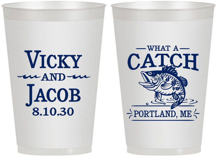 Personalized Wedding 12 oz Frosted Cups - What A Catch Fish | 247