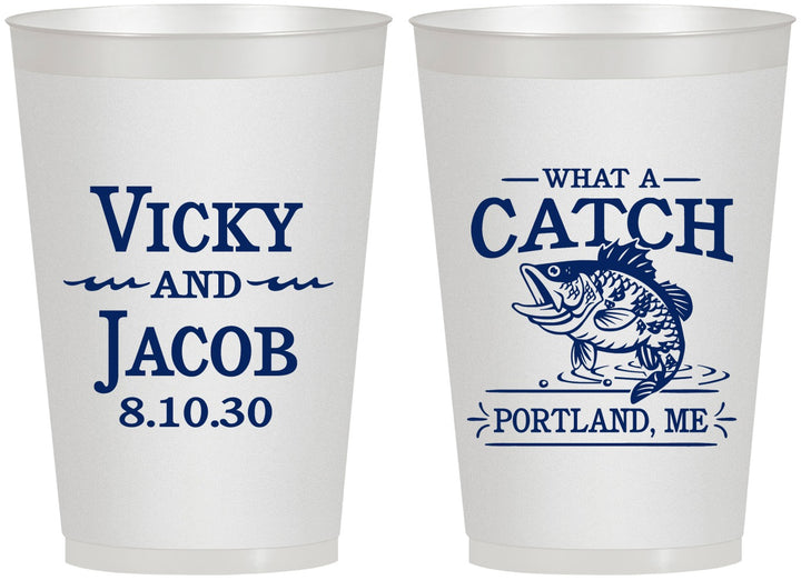 Personalized Wedding 12 oz Frosted Cups - What A Catch Fish | 247