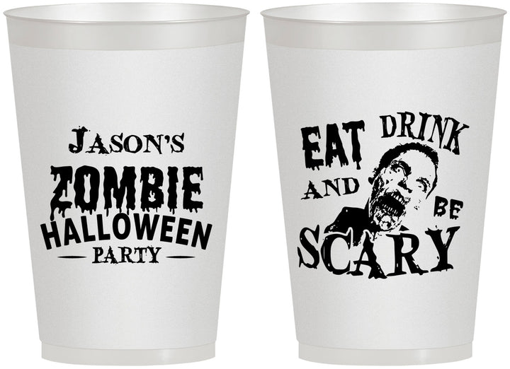 Personalized Halloween 12 oz Frosted Cups - Eat Drink Be Scary | 250003