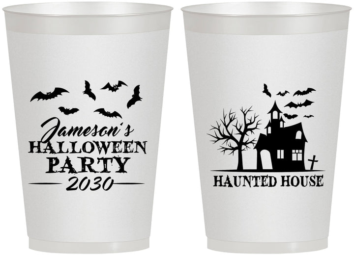 Personalized Halloween 12 oz Frosted Cups - Haunted House | 250006