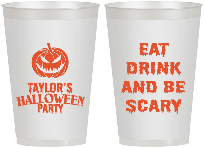 Personalized Halloween 12 oz Frosted Cups - Scary Pumpkin | 250008