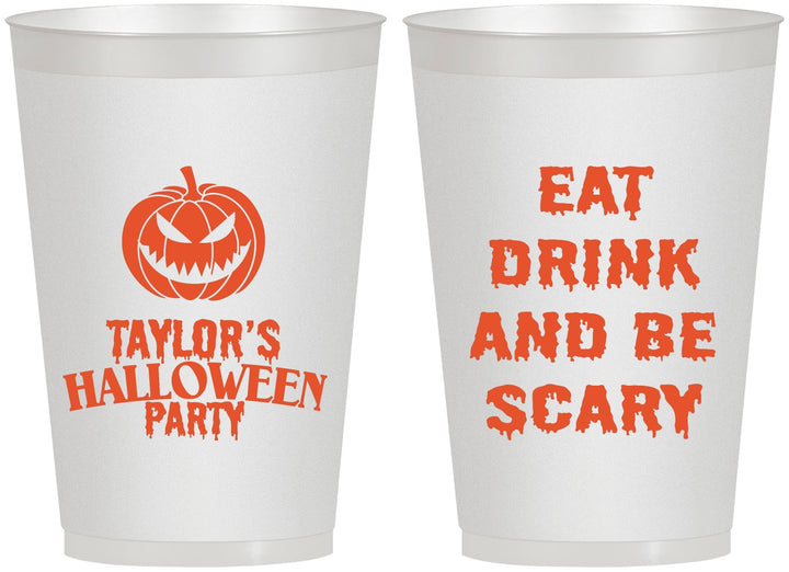 Personalized Halloween 12 oz Frosted Cups - Scary Pumpkin | 250008