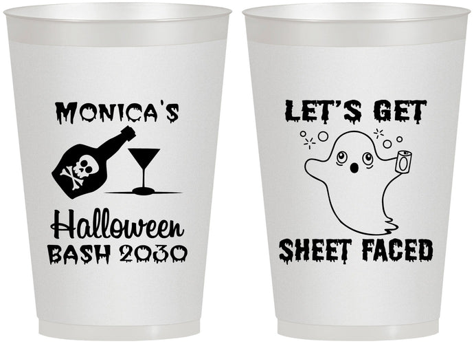 Personalized Halloween 12 oz Frosted Cups - Ghost Sheet Faced | 250009