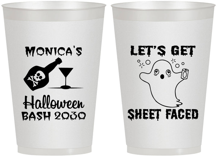 Personalized Halloween 12 oz Frosted Cups - Ghost Sheet Faced | 250009