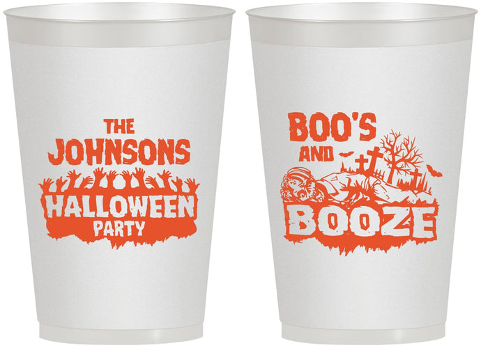 Personalized Halloween 12 oz Frosted Cups - Boos And Booze | 250012