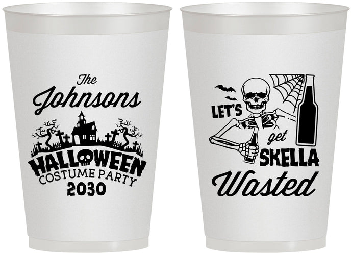 Personalized Halloween 12 oz Frosted Cups - Skellawasted Skeleton | 250014