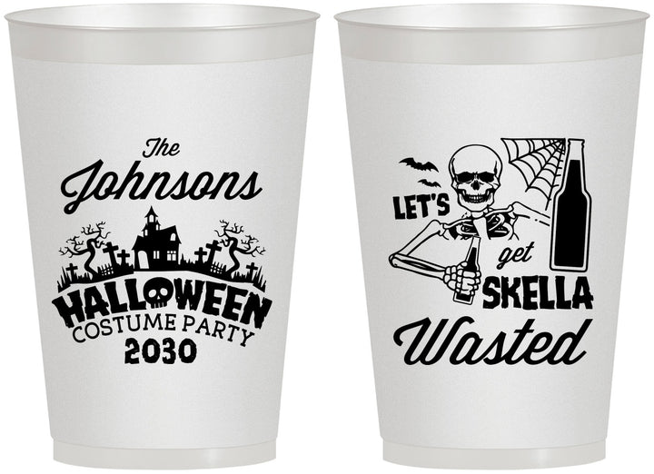 Personalized Halloween 12 oz Frosted Cups - Skellawasted Skeleton | 250014