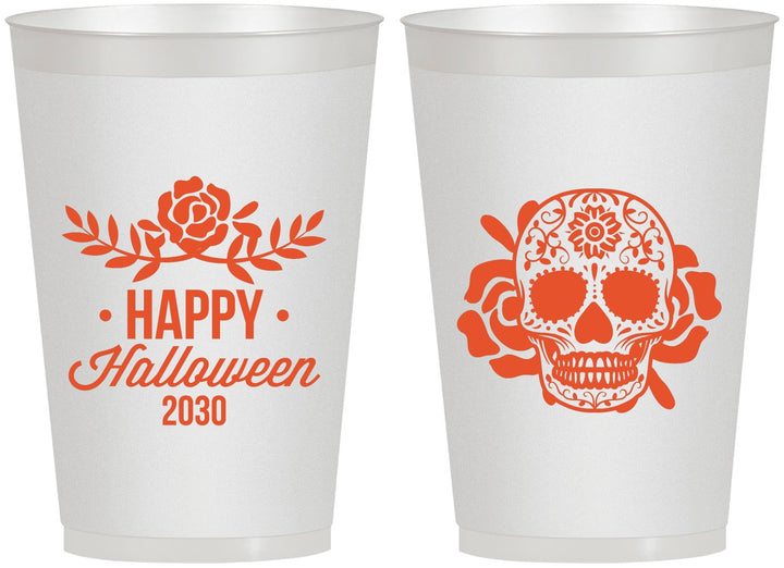Personalized Halloween 12 oz Frosted Cups - Sugar Skull | 250020