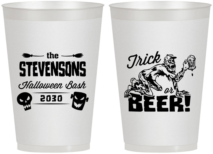 Personalized Halloween 12 oz Frosted Cups - Trick Or Beer | 250021
