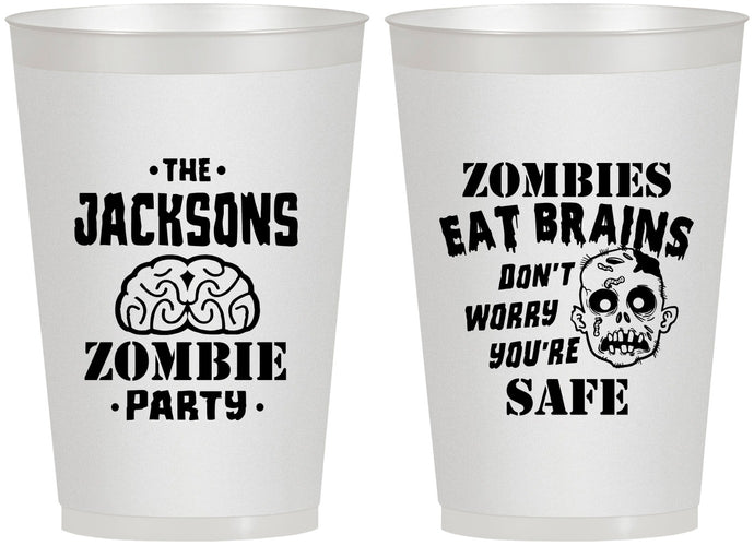 Personalized Halloween 12 oz Frosted Cups - Zombie Brain | 250026