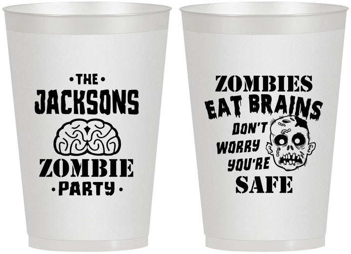 Personalized Halloween 12 oz Frosted Cups - Zombie Brain | 250026