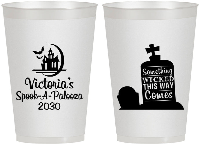 Personalized Halloween 12 oz Frosted Cups - Haunted House | 250031