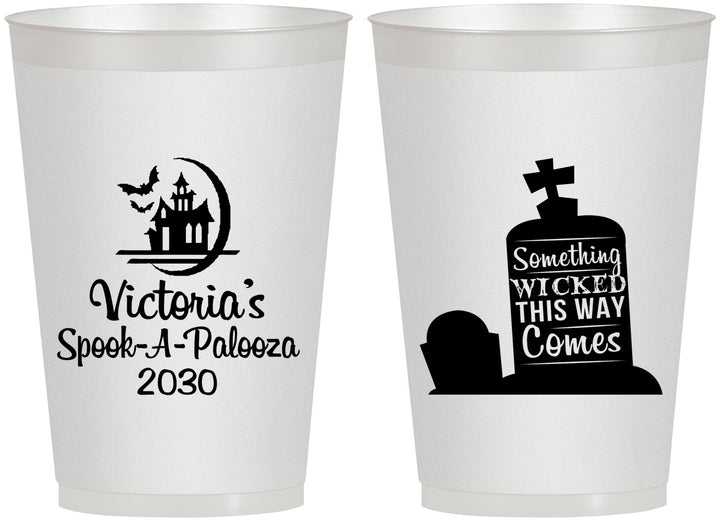 Personalized Halloween 12 oz Frosted Cups - Haunted House | 250031