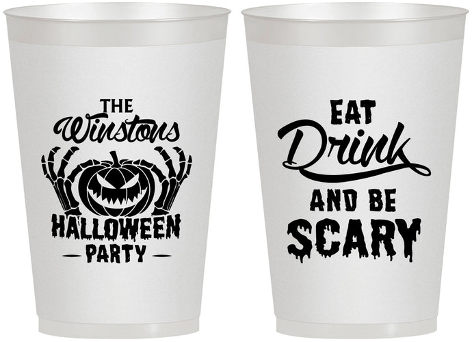 Personalized Halloween 12 oz Frosted Cups - Eat Drink Be Scary | 250033