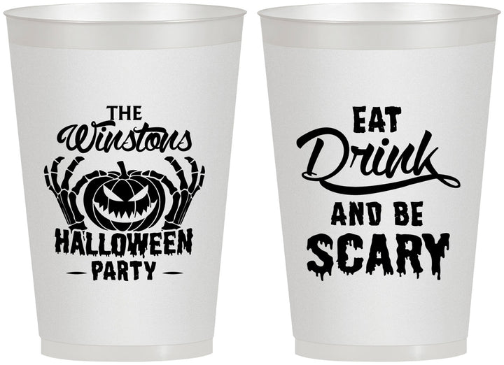 Personalized Halloween 12 oz Frosted Cups - Eat Drink Be Scary | 250033