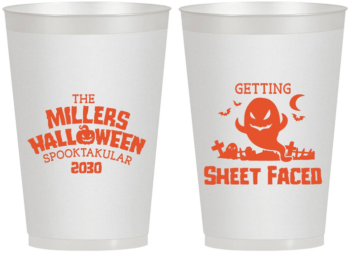 Personalized Halloween 12 oz Frosted Cups - Ghost Sheet Faced | 250040