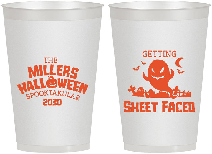 Personalized Halloween 12 oz Frosted Cups - Ghost Sheet Faced | 250040