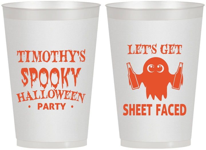 Personalized Halloween 12 oz Frosted Cups - Ghost Sheet Faced | 250044