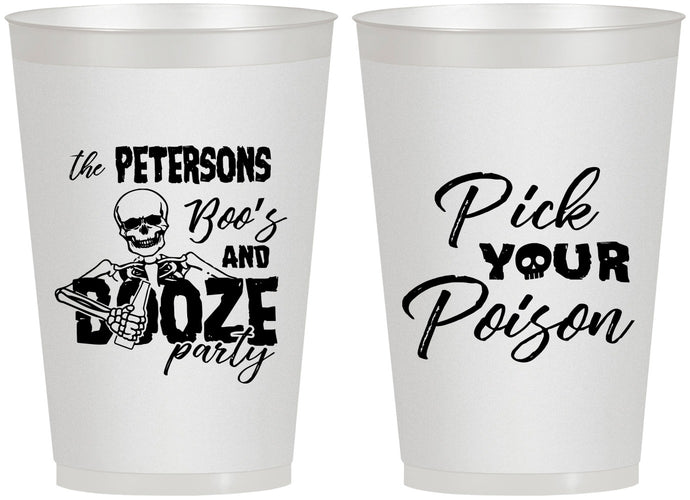 Personalized Halloween 12 oz Frosted Cups - Boos And Booze | 250054