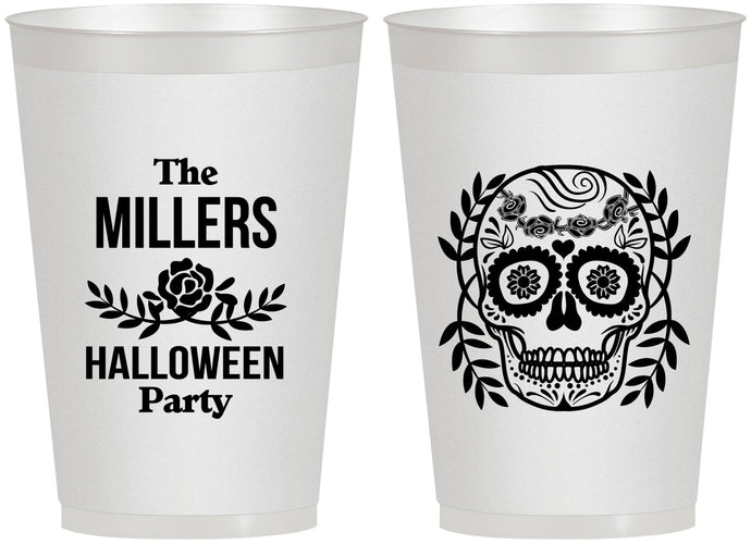 Personalized Halloween 12 oz Frosted Cups - Sugar Skull | 250061