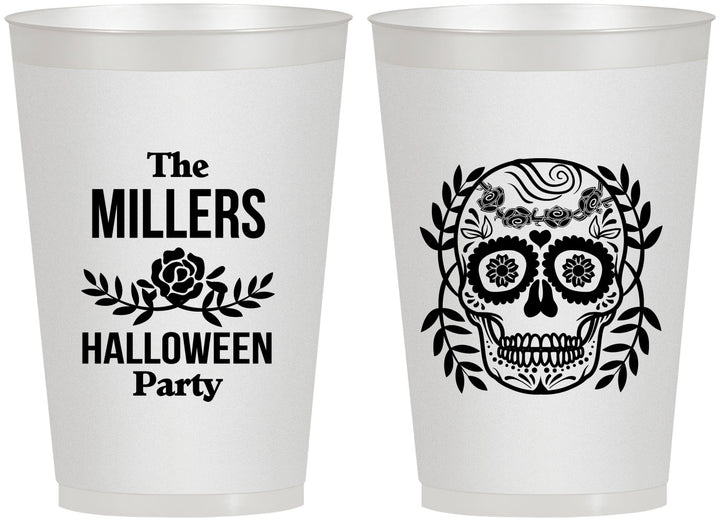 Personalized Halloween 12 oz Frosted Cups - Sugar Skull | 250061