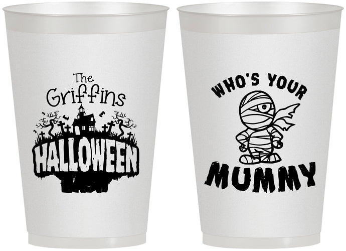 Personalized Halloween 12 oz Frosted Cups - Whos Your Mummy | 250067