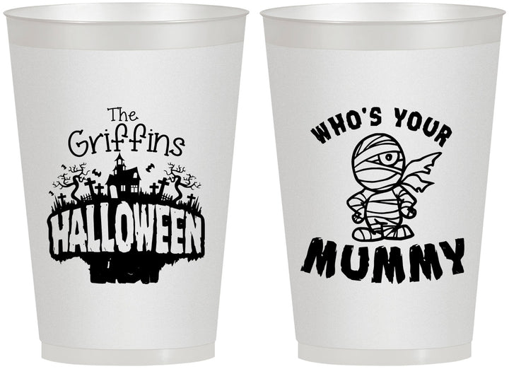 Personalized Halloween 12 oz Frosted Cups - Whos Your Mummy | 250067