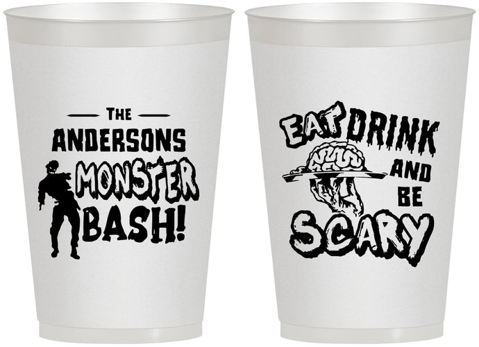 Personalized Halloween 12 oz Frosted Cups - Eat Drink Be Scary | 250070