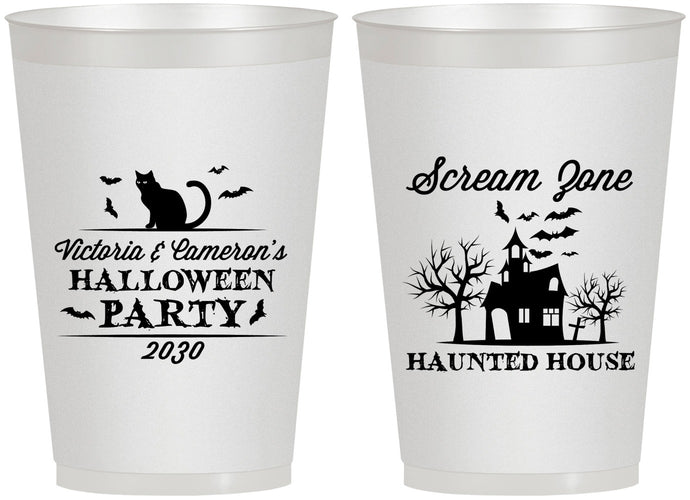 Personalized Halloween 12 oz Frosted Cups - Haunted House | 250071