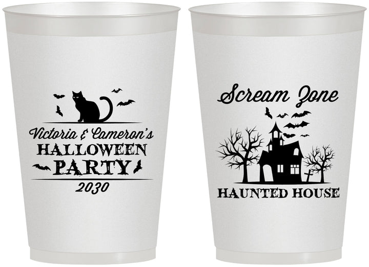 Personalized Halloween 12 oz Frosted Cups - Haunted House | 250071