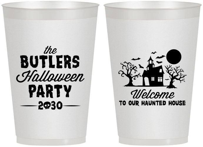 Personalized Halloween 12 oz Frosted Cups - Haunted House | 250073