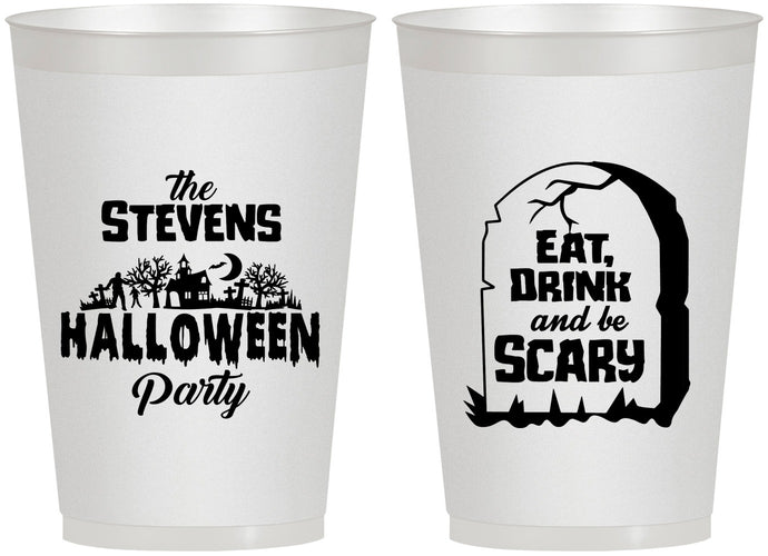 Personalized Halloween 12 oz Frosted Cups - Eat Drink Be Scary | 250074