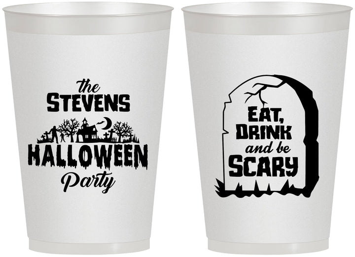 Personalized Halloween 12 oz Frosted Cups - Eat Drink Be Scary | 250074