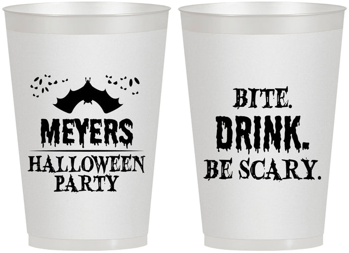 Personalized Halloween 12 oz Frosted Cups - Bite Drink Be Scary | 250082