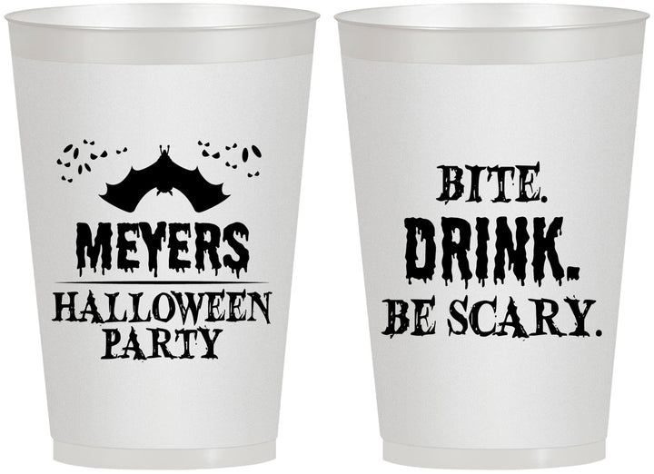 Personalized Halloween 12 oz Frosted Cups - Bite Drink Be Scary | 250082