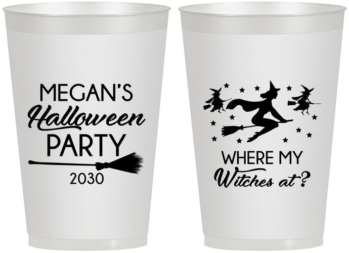 Personalized Halloween 12 oz Frosted Cups - Where My Witches At | 250086