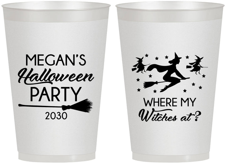 Personalized Halloween 12 oz Frosted Cups - Where My Witches At | 250086
