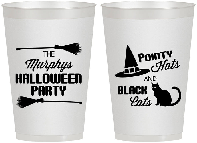 Personalized Halloween 12 oz Frosted Cups - Black Cats | 250087