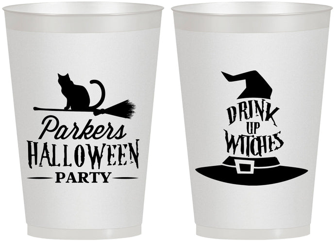 Personalized Halloween 12 oz Frosted Cups - Drink Up Witches | 250094