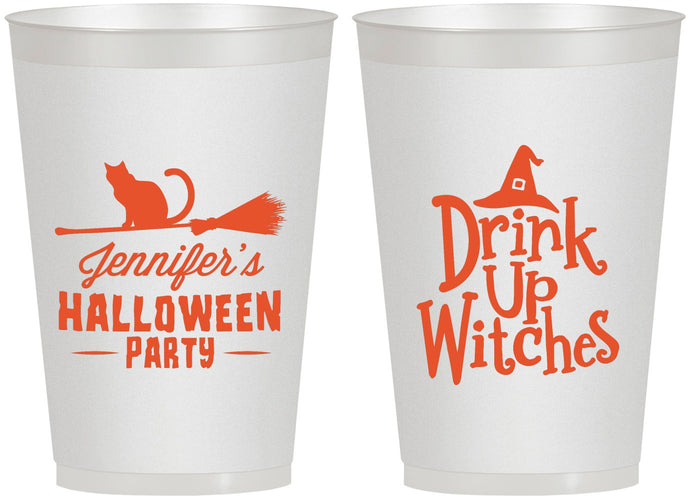 Personalized Halloween 12 oz Frosted Cups - Drink Up Witches | 250096