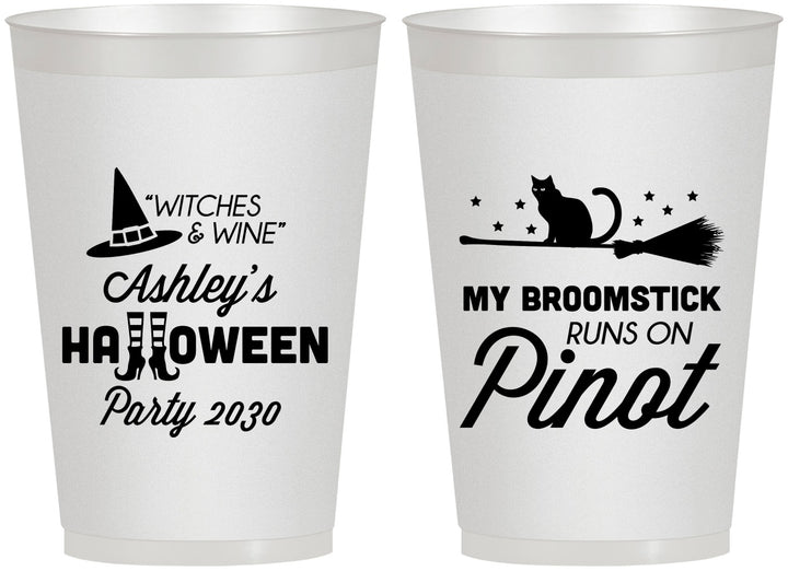 Personalized Halloween 12 oz Frosted Cups - Witch Broomstick | 250098