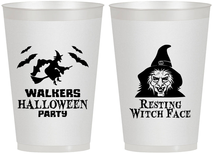 Personalized Halloween 12 oz Frosted Cups - Resting Witch Face | 250099