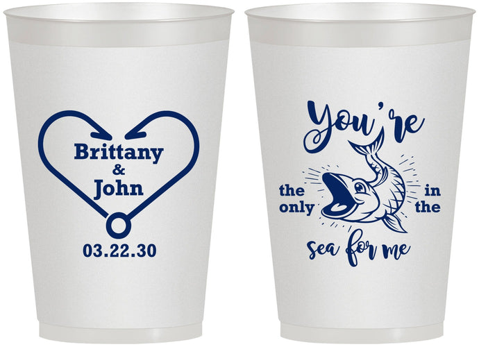 Personalized Wedding 12 oz Frosted Cups - Fish In The Sea For Me | 254