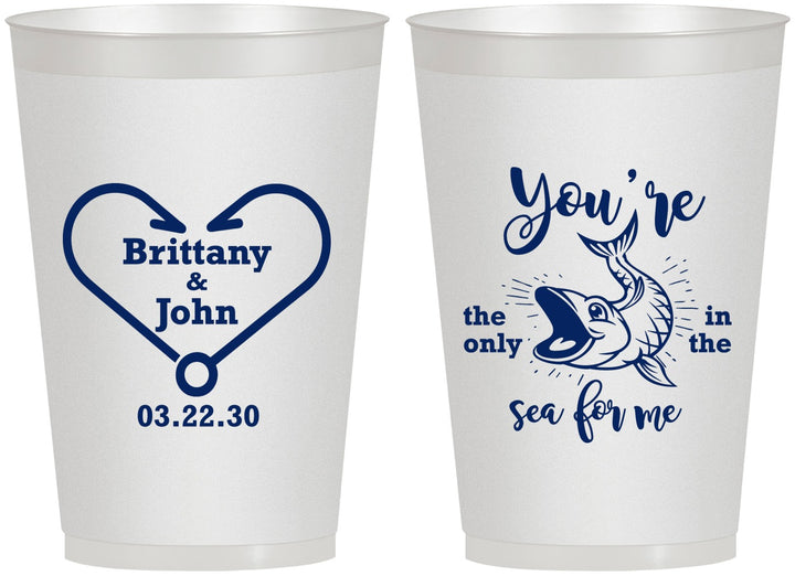 Personalized Wedding 12 oz Frosted Cups - Fish In The Sea For Me | 254