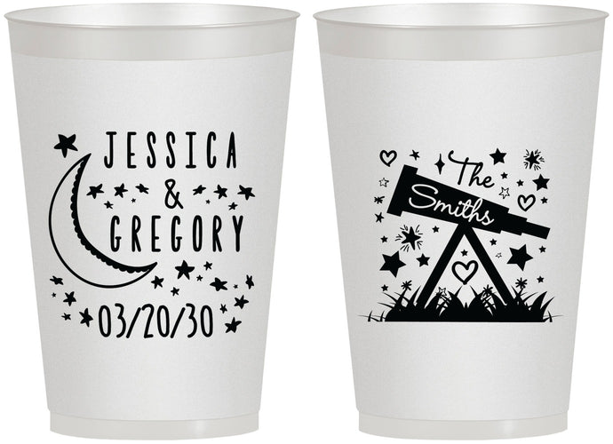 Personalized Wedding 12 oz Frosted Cups - Telescope | 255